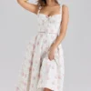 Chiarina midi-jurk met rozenprint en knoopsluiting