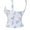 Chicca blauwe top met bloemenprint