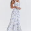 Chicca blauwe top met bloemenprint