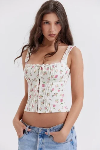 Chicca Rose Top met bloemenprint