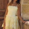 Chloe Lemon mini-jurk van katoen met broderie anglaise