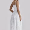 Chloe witte midi-zomerjurk van kant en katoen