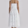Chloe witte midi-zomerjurk van kant en katoen