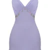 Christa geborduurde lavendelkleurige mini-jurk