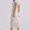 Ciara Vintage ivoorkleurige satijnen + kanten midi-rok