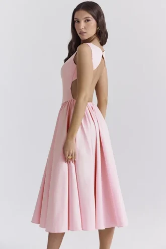 Cindy Ballerina Roze Twill Midi-zomerjurk