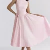 Cindy Ballerina Roze Twill Midi-zomerjurk