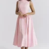Cindy Ballerina Roze Twill Midi-zomerjurk
