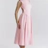 Cindy Ballerina Roze Twill Midi-zomerjurk