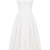 Cindy witte twill midi-zomerjurk