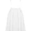 Cindy witte twill midi-zomerjurk