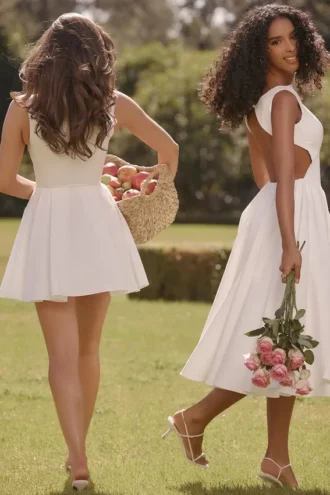 Cindy witte twill midi-zomerjurk