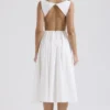Cindy witte twill midi-zomerjurk