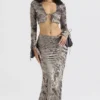 Clara Pewter schuin gesneden midirok