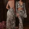 Clara Pewter schuin gesneden midirok