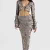 Clara Pewter schuin gesneden midirok