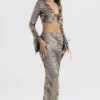 Clara Pewter schuin gesneden midirok