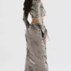 Clara Pewter schuin gesneden midirok