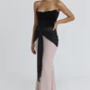 Clara zwarte & blush chiffon maxi-jurk – Limited Edition