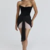 Clara zwarte & blush chiffon mini-jurk – Limited Edition