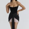 Clara zwarte & blush chiffon mini-jurk – Limited Edition
