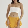 Clarice Tangerine zwierige gelaagde minirok