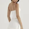 Clarice witte, zwierige mini-rok met laagjes