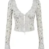 Clarissa top met tuinprint en kanten rand