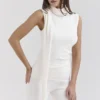 Clementine ivoorkleurige kasjmier gedrapeerde tanktop en sjaal