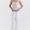 Cleo ivoorkleurige linnenmix-broek
