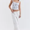Cleo ivoorkleurige linnenmix-broek