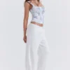 Cleo ivoorkleurige linnenmix-broek
