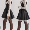 Cleora zwarte mini-jurk met kanten ruches