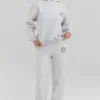 Muse lichtgrijze gemêleerde katoenen Hoodie met fleece binnenkant