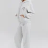Mirage lichtgrijze gemêleerde katoenen Hoodie met fleece binnenkant en ritssluiting