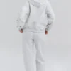 Mirage lichtgrijze gemêleerde katoenen Hoodie met fleece binnenkant en ritssluiting