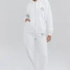 Mirage witte katoenen Hoodie met fleece binnenkant en doorlopende rits