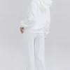 Mirage witte katoenen Hoodie met fleece binnenkant en doorlopende rits