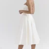 Coco Vintage ivoorkleurige satijnen midi-jurk