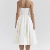 Coco Vintage ivoorkleurige satijnen midi-jurk