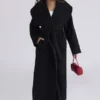 Cocoon zwarte wollen mantel met sjaalkraag