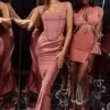 Colette Rose satijnen midi-rok met lage taille