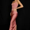 Colette Rose satijnen midi-rok met lage taille