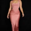 Colette Rose satijnen midi-rok met lage taille