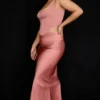 Colette Rose satijnen midi-rok met lage taille