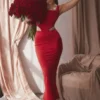 Colette Scarlet satijnen midi-rok met lage taille