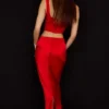 Colette Scarlet satijnen midi-rok met lage taille
