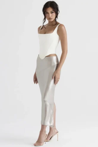Colette Shimmer Champagne Midi-rok