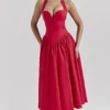 Coquette Scarlet halter midi-jurk