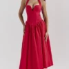 Coquette Scarlet halter midi-jurk